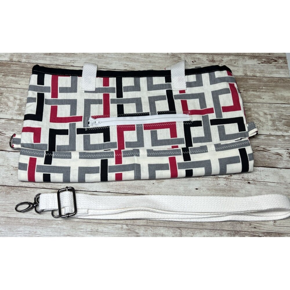 Geometric Large Tote Bag / Handmade Tapisho Design / Quality Canvas Double Strap - Picture 13 of 16